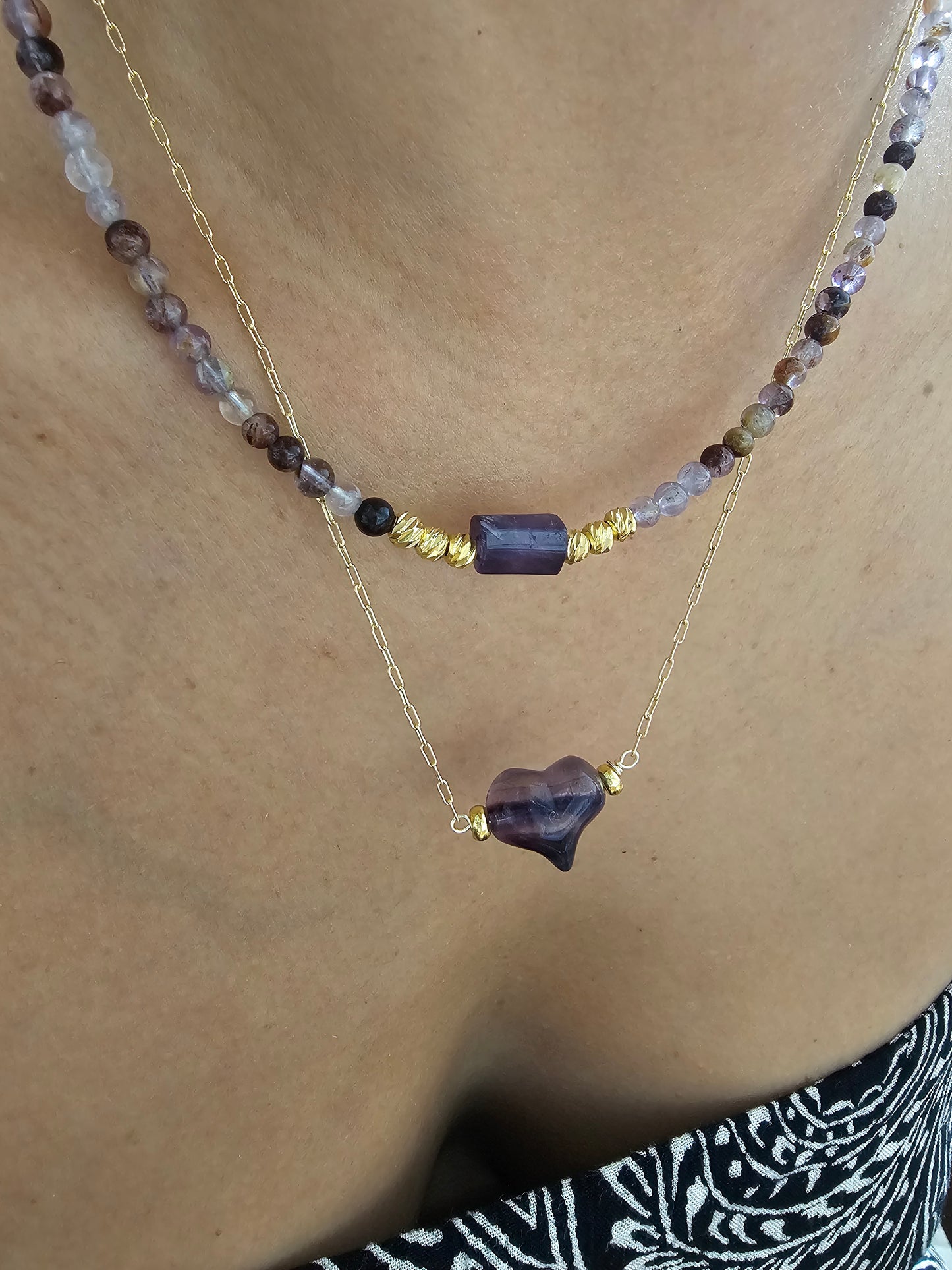 Fluorite Heart Chain